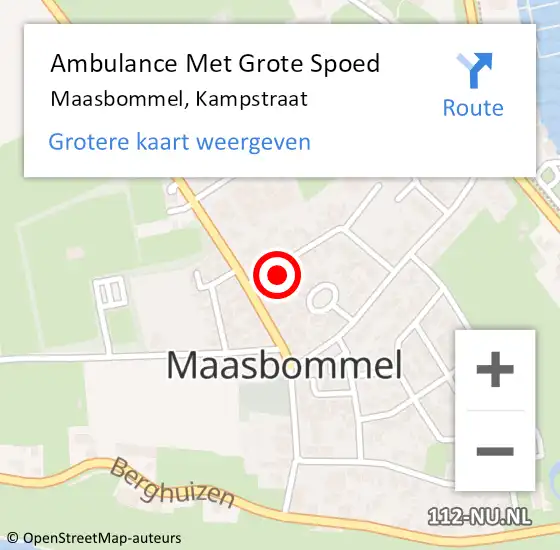 Locatie op kaart van de 112 melding: Ambulance Met Grote Spoed Naar Maasbommel, Kampstraat op 11 december 2016 18:46