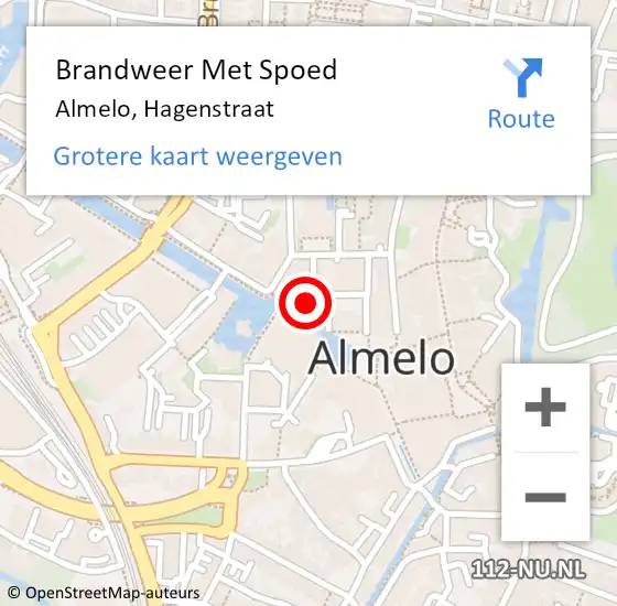 Locatie op kaart van de 112 melding: Brandweer Met Spoed Naar Almelo, Hagenstraat op 11 december 2016 19:05