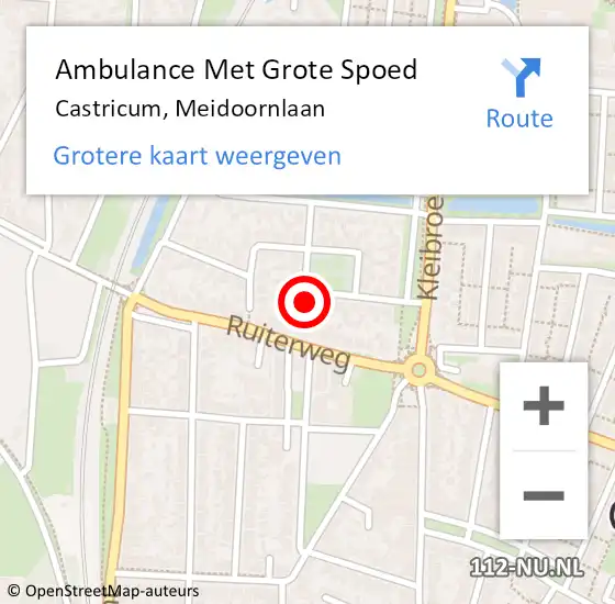 Locatie op kaart van de 112 melding: Ambulance Met Grote Spoed Naar Castricum, Meidoornlaan op 11 december 2016 19:18