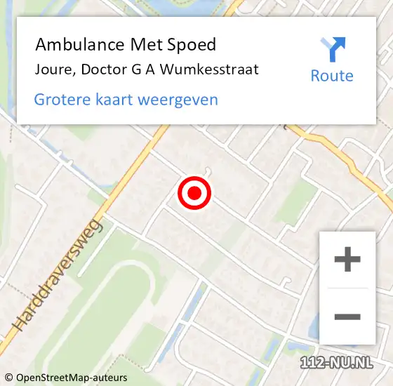 Locatie op kaart van de 112 melding: Ambulance Met Spoed Naar Joure, Doctor G A Wumkesstraat op 11 december 2016 20:04