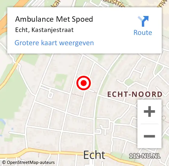 Locatie op kaart van de 112 melding: Ambulance Met Spoed Naar Echt, Kastanjestraat op 11 december 2016 20:34