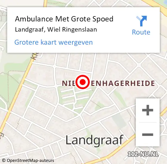 Locatie op kaart van de 112 melding: Ambulance Met Grote Spoed Naar Landgraaf, Wiel Ringenslaan op 4 januari 2014 06:28