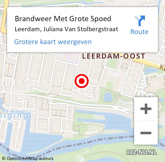 Locatie op kaart van de 112 melding: Brandweer Met Grote Spoed Naar Leerdam, Juliana Van Stolbergstraat op 11 december 2016 21:25