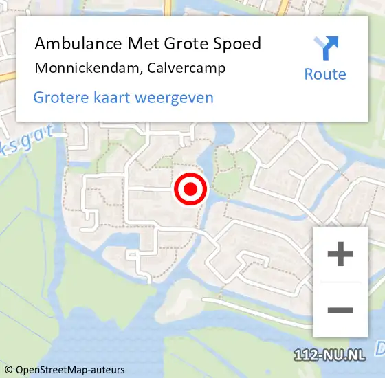 Locatie op kaart van de 112 melding: Ambulance Met Grote Spoed Naar Monnickendam, Calvercamp op 11 december 2016 23:49