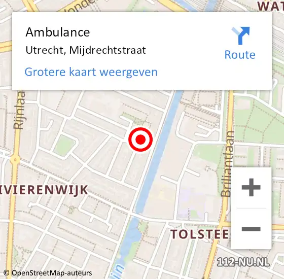 Locatie op kaart van de 112 melding: Ambulance Utrecht, Mijdrechtstraat op 11 december 2016 23:56