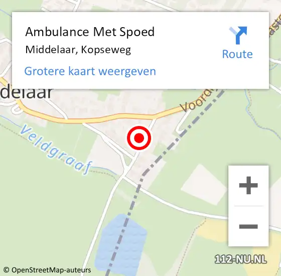 Locatie op kaart van de 112 melding: Ambulance Met Spoed Naar Middelaar, Kopseweg op 11 december 2016 23:57