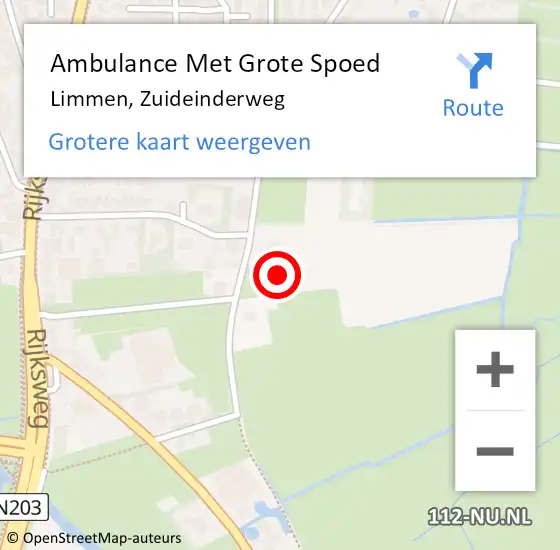 Locatie op kaart van de 112 melding: Ambulance Met Grote Spoed Naar Limmen, Zuideinderweg op 12 december 2016 01:47