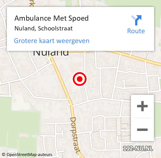 Locatie op kaart van de 112 melding: Ambulance Met Spoed Naar Nuland, Schoolstraat op 12 december 2016 01:51