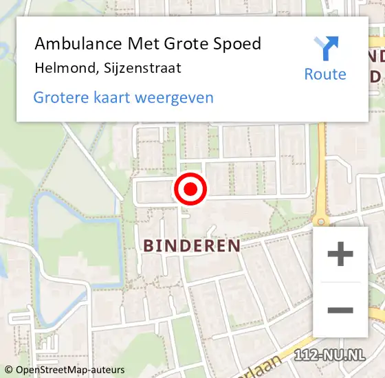Locatie op kaart van de 112 melding: Ambulance Met Grote Spoed Naar Helmond, Sijzenstraat op 12 december 2016 05:48