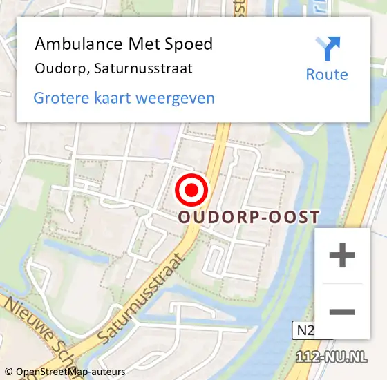 Locatie op kaart van de 112 melding: Ambulance Met Spoed Naar Oudorp, Saturnusstraat op 12 december 2016 07:24