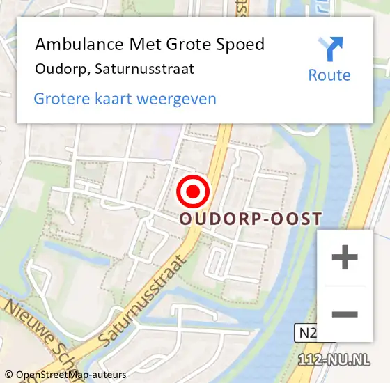 Locatie op kaart van de 112 melding: Ambulance Met Grote Spoed Naar Oudorp, Saturnusstraat op 12 december 2016 07:29