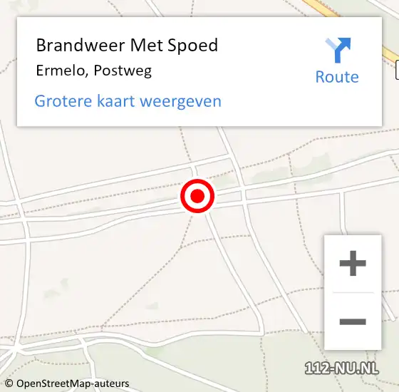 Locatie op kaart van de 112 melding: Brandweer Met Spoed Naar Ermelo, Postweg op 12 december 2016 07:29