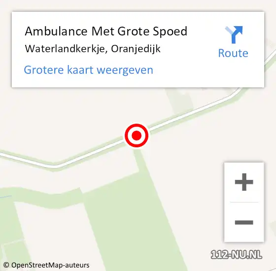 Locatie op kaart van de 112 melding: Ambulance Met Grote Spoed Naar Waterlandkerkje, Oranjedijk op 12 december 2016 07:58