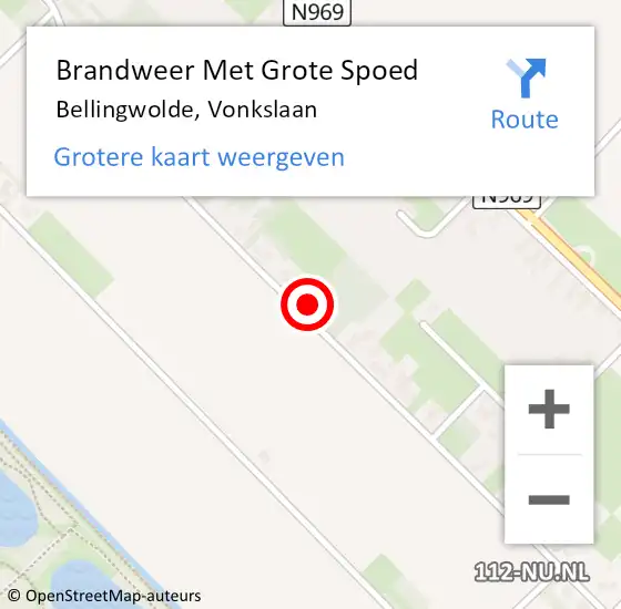 Locatie op kaart van de 112 melding: Brandweer Met Grote Spoed Naar Bellingwolde, Vonkslaan op 12 december 2016 08:21