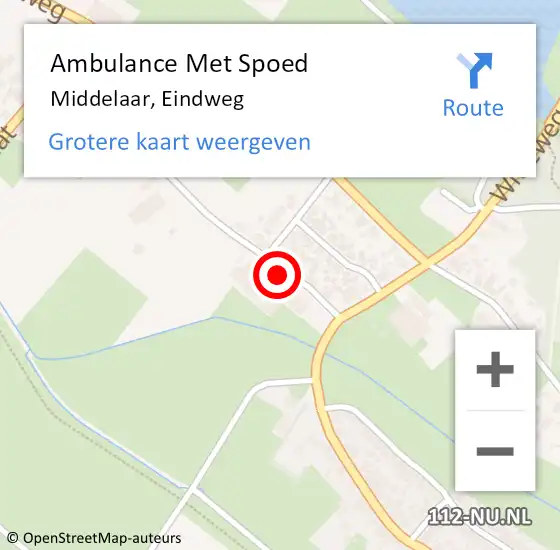 Locatie op kaart van de 112 melding: Ambulance Met Spoed Naar Middelaar, Eindweg op 12 december 2016 08:29