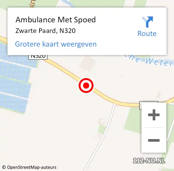 Locatie op kaart van de 112 melding: Ambulance Met Spoed Naar Zwarte Paard, N320 op 12 december 2016 09:13