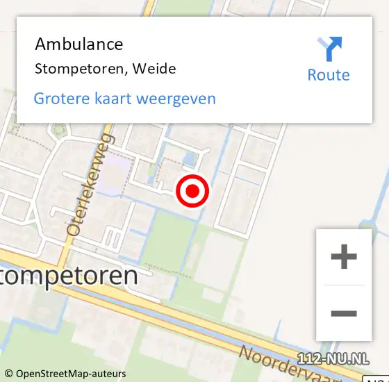 Locatie op kaart van de 112 melding: Ambulance Stompetoren, Weide op 12 december 2016 09:21