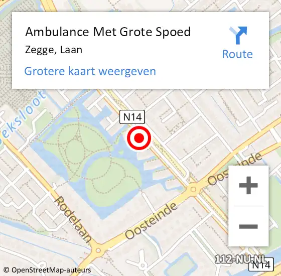 Locatie op kaart van de 112 melding: Ambulance Met Grote Spoed Naar Zegge, Laan op 12 december 2016 10:04