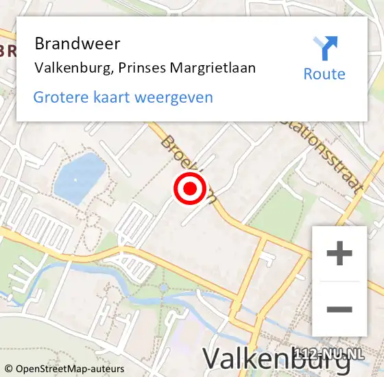 Locatie op kaart van de 112 melding: Brandweer Valkenburg, Prinses Margrietlaan op 4 januari 2014 08:40