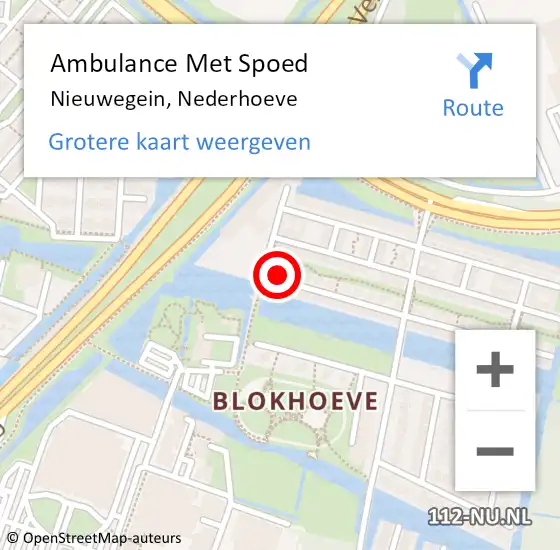 Locatie op kaart van de 112 melding: Ambulance Met Spoed Naar Nieuwegein, Nederhoeve op 12 december 2016 10:58