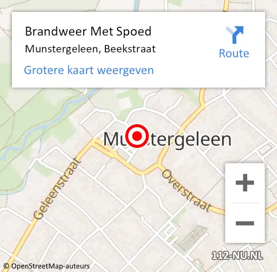 Locatie op kaart van de 112 melding: Brandweer Met Spoed Naar Munstergeleen, Beekstraat op 12 december 2016 10:58