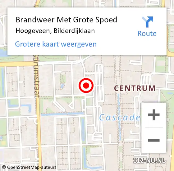 Locatie op kaart van de 112 melding: Brandweer Met Grote Spoed Naar Hoogeveen, Bilderdijklaan op 12 december 2016 11:09