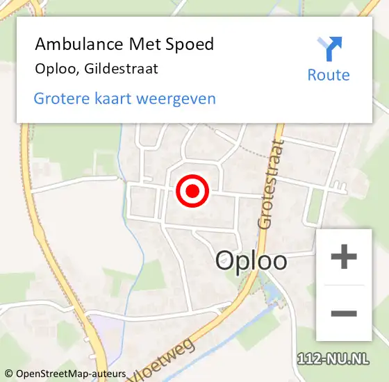 Locatie op kaart van de 112 melding: Ambulance Met Spoed Naar Oploo, Gildestraat op 12 december 2016 11:13