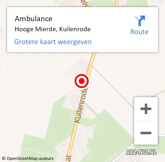 Locatie op kaart van de 112 melding: Ambulance Hooge Mierde, Kuilenrode op 12 december 2016 11:38