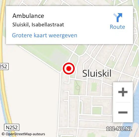 Locatie op kaart van de 112 melding: Ambulance Sluiskil, Isabellastraat op 12 december 2016 11:50