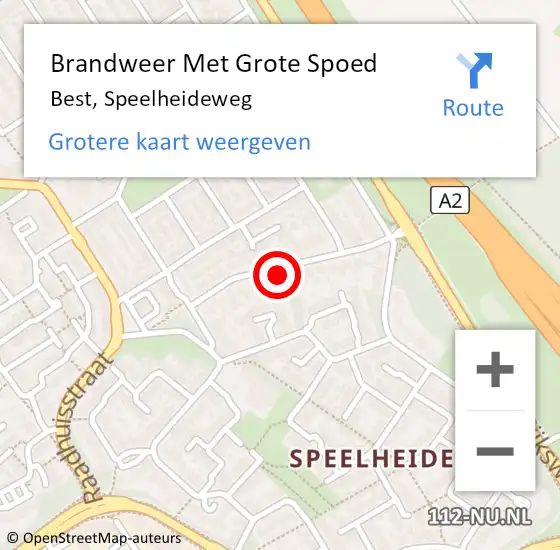 Locatie op kaart van de 112 melding: Brandweer Met Grote Spoed Naar Best, Speelheideweg op 12 december 2016 11:57