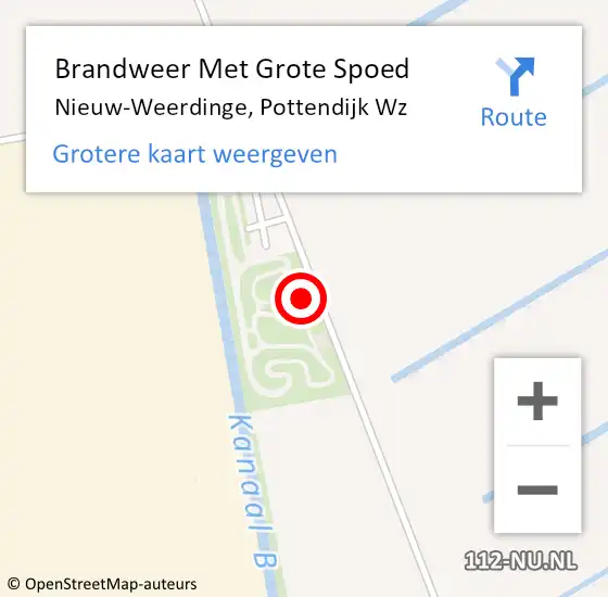 Locatie op kaart van de 112 melding: Brandweer Met Grote Spoed Naar Nieuw-Weerdinge, Pottendijk Wz op 12 december 2016 12:05