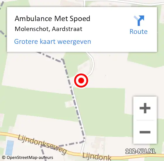 Locatie op kaart van de 112 melding: Ambulance Met Spoed Naar Molenschot, Aardstraat op 12 december 2016 12:07