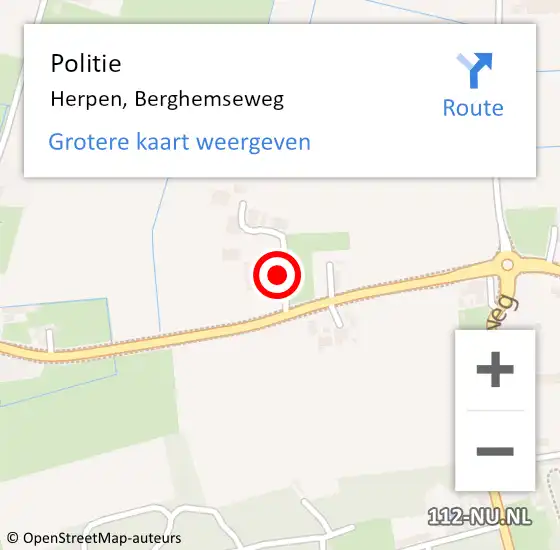 Locatie op kaart van de 112 melding: Politie Herpen, Berghemseweg op 12 december 2016 12:10