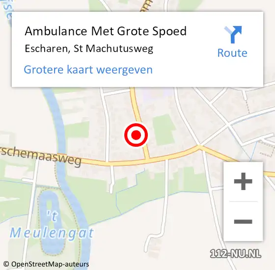 Locatie op kaart van de 112 melding: Ambulance Met Grote Spoed Naar Escharen, St Machutusweg op 12 december 2016 12:20