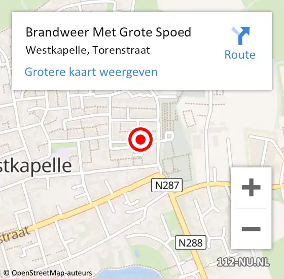 Locatie op kaart van de 112 melding: Brandweer Met Grote Spoed Naar Westkapelle, Torenstraat op 12 december 2016 12:43