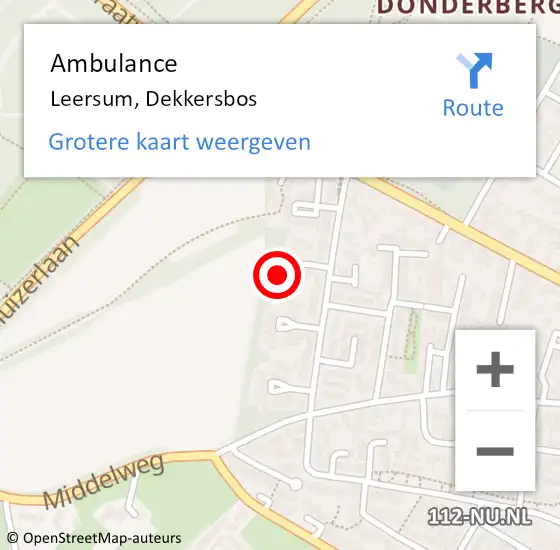 Locatie op kaart van de 112 melding: Ambulance Leersum, Dekkersbos op 12 december 2016 13:33