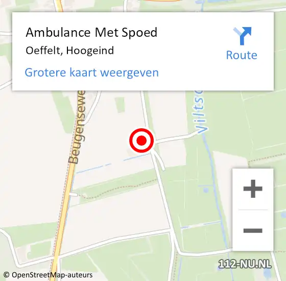 Locatie op kaart van de 112 melding: Ambulance Met Spoed Naar Oeffelt, Hoogeind op 12 december 2016 13:55