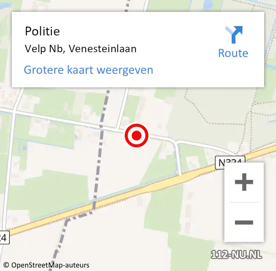 Locatie op kaart van de 112 melding: Politie Velp Nb, Venesteinlaan op 5 september 2013 18:03