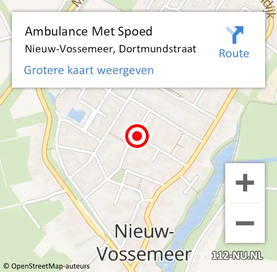 Locatie op kaart van de 112 melding: Ambulance Met Spoed Naar Nieuw-Vossemeer, Dortmundstraat op 12 december 2016 14:20