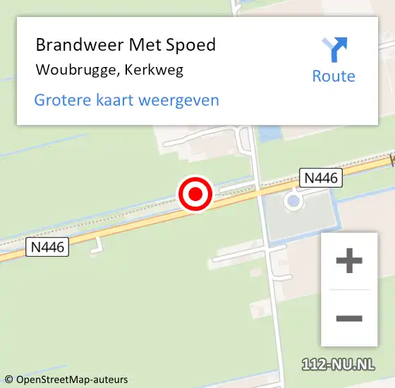 Locatie op kaart van de 112 melding: Brandweer Met Spoed Naar Woubrugge, Kerkweg op 12 december 2016 14:29