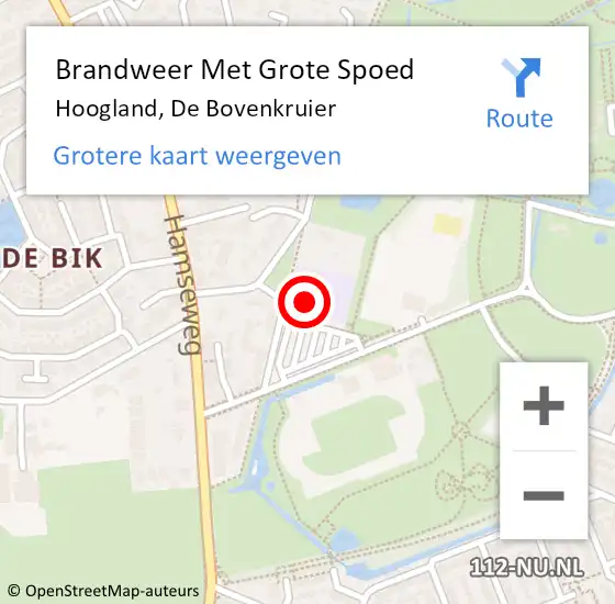 Locatie op kaart van de 112 melding: Brandweer Met Grote Spoed Naar Hoogland, De Bovenkruier op 12 december 2016 14:41