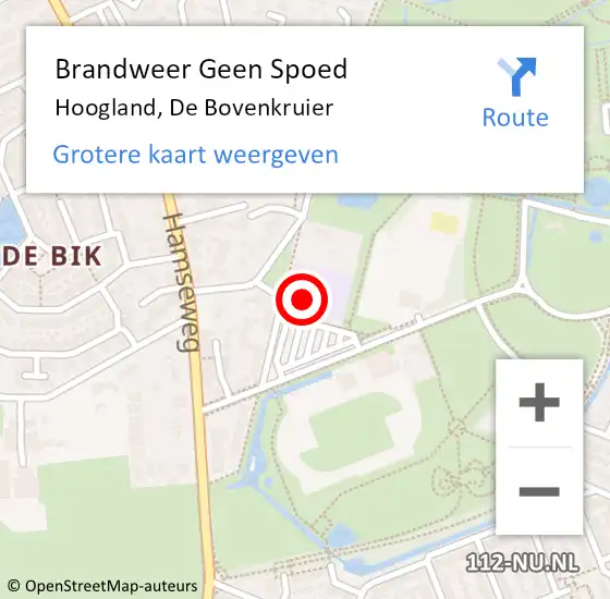 Locatie op kaart van de 112 melding: Brandweer Geen Spoed Naar Hoogland, De Bovenkruier op 12 december 2016 14:43