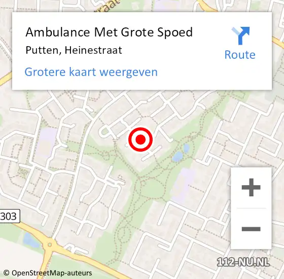 Locatie op kaart van de 112 melding: Ambulance Met Grote Spoed Naar Putten, Heinestraat op 12 december 2016 14:52