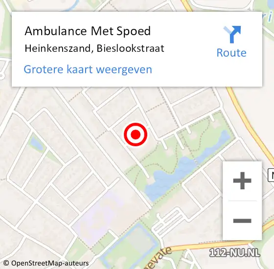 Locatie op kaart van de 112 melding: Ambulance Met Spoed Naar Heinkenszand, Bieslookstraat op 12 december 2016 15:02