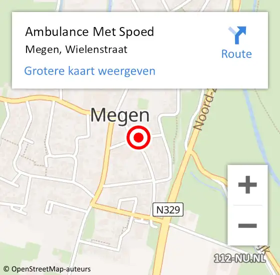 Locatie op kaart van de 112 melding: Ambulance Met Spoed Naar Megen, Wielenstraat op 4 januari 2014 09:16