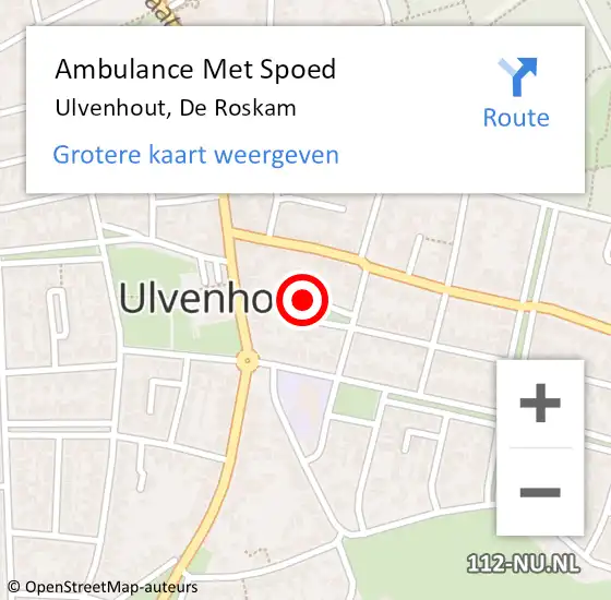 Locatie op kaart van de 112 melding: Ambulance Met Spoed Naar Ulvenhout, De Roskam op 12 december 2016 15:05