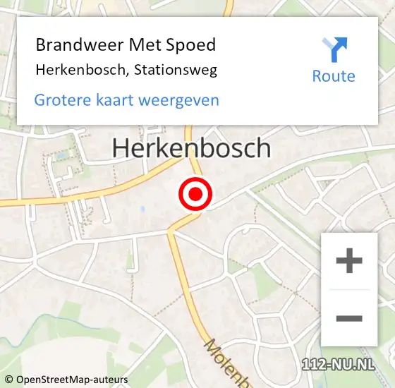 Locatie op kaart van de 112 melding: Brandweer Met Spoed Naar Herkenbosch, Stationsweg op 12 december 2016 15:28