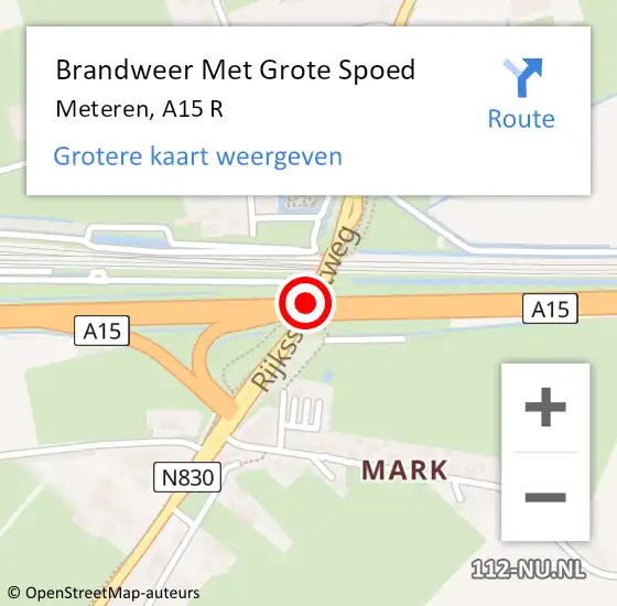 Locatie op kaart van de 112 melding: Brandweer Met Grote Spoed Naar Meteren, A15 R op 12 december 2016 16:34