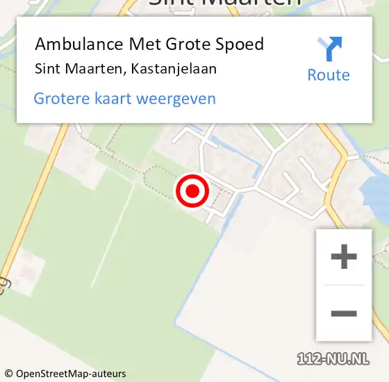 Locatie op kaart van de 112 melding: Ambulance Met Grote Spoed Naar Sint Maarten, Kastanjelaan op 12 december 2016 17:34