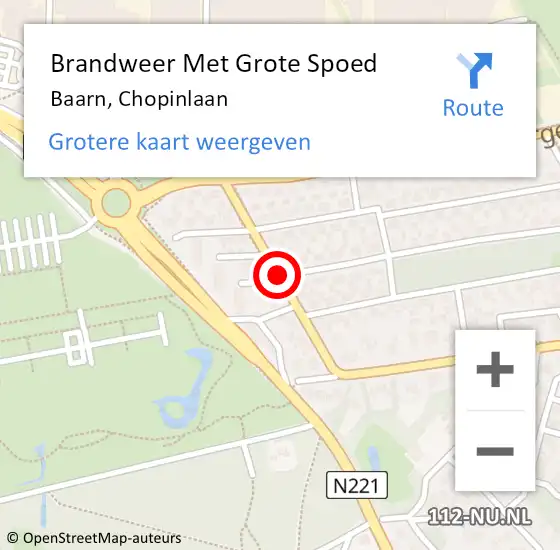 Locatie op kaart van de 112 melding: Brandweer Met Grote Spoed Naar Baarn, Chopinlaan op 12 december 2016 18:06